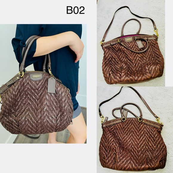 MADISON QUILTED CHEVRON NYLON LARGE LINDSEY Brown - Picture 1 of 5